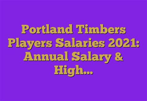 portland timbers player salaries 2021