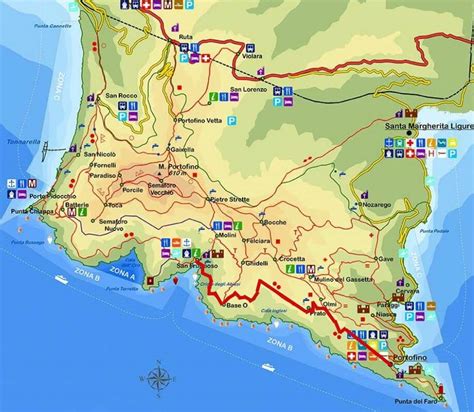portofino italy map with hiking