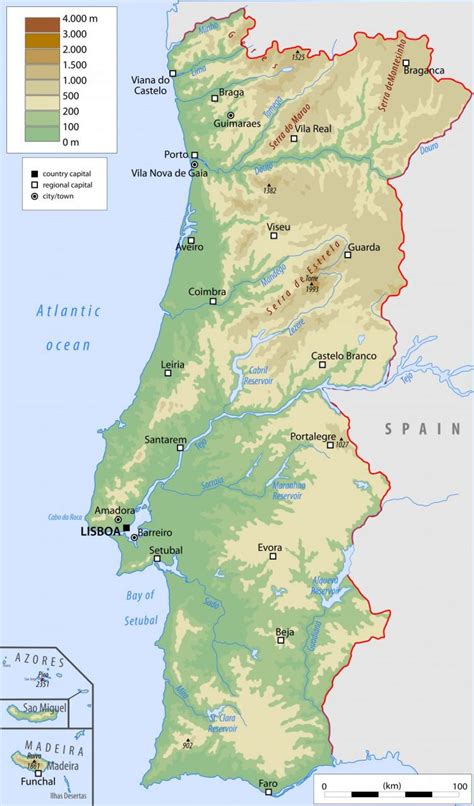 portugalia mapa fizyczna