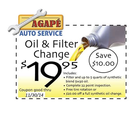 posh oil change coupon offer