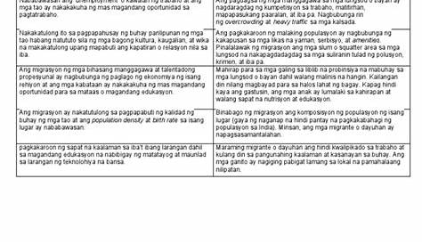 [Solved] Lesson: MGA DAHILAN AT EPEKTO NG MIGRASYON. GAWAIN 1: PAUNANG