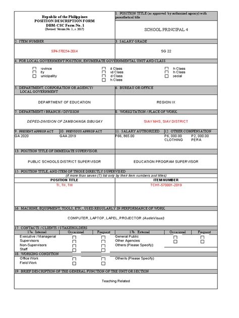 Position Description Form Sample For Teacher 3