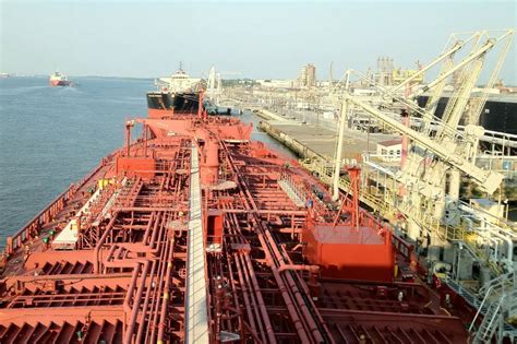 position of crude oil tanker at port