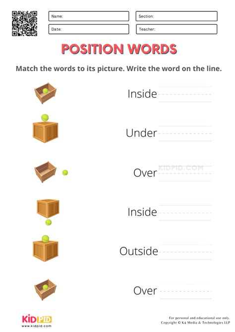 Position Words Worksheets 99Worksheets