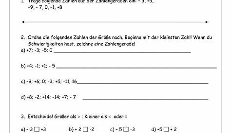 Arbeitsblatt: positive und negative Zahlen - Mathematik - Addition