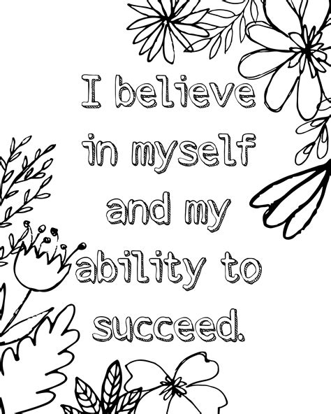 Positive Affirmations Coloring Pages