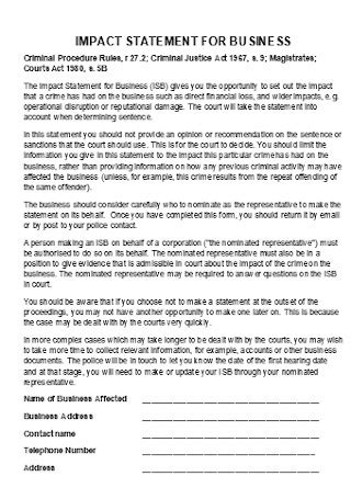 positive impact statement examples for work