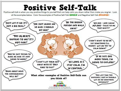 positive self talk worksheet cbt
