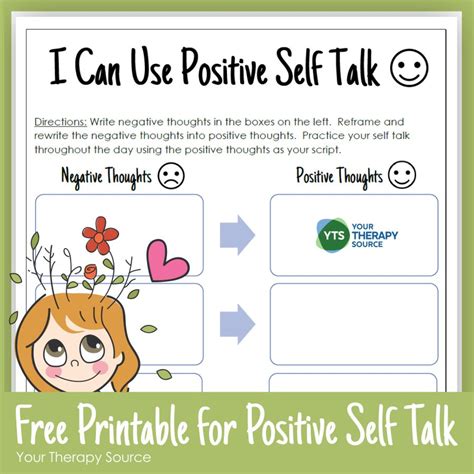 positive self talk worksheet for kids