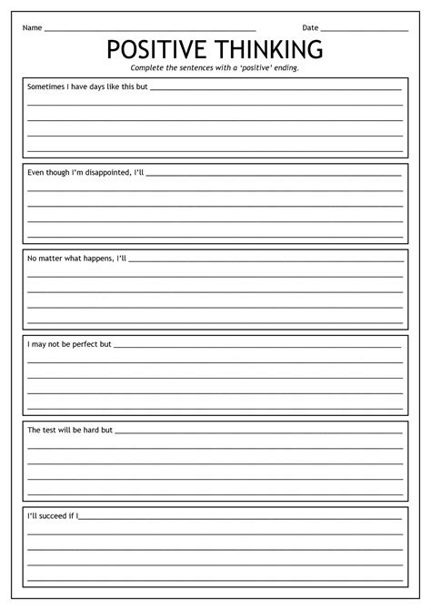 positive self-talk worksheets pdf