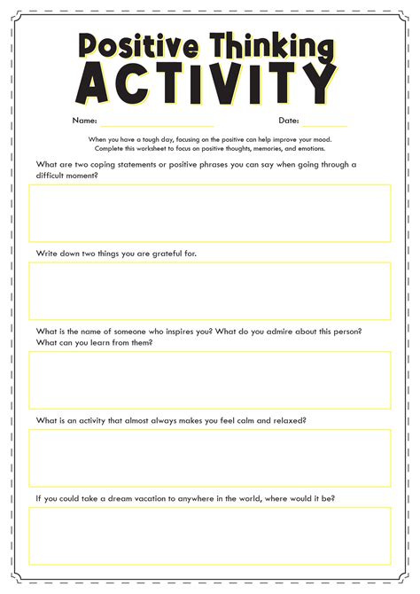 positive thinking worksheet pdf