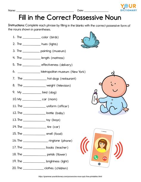 possessive nouns quiz with answers