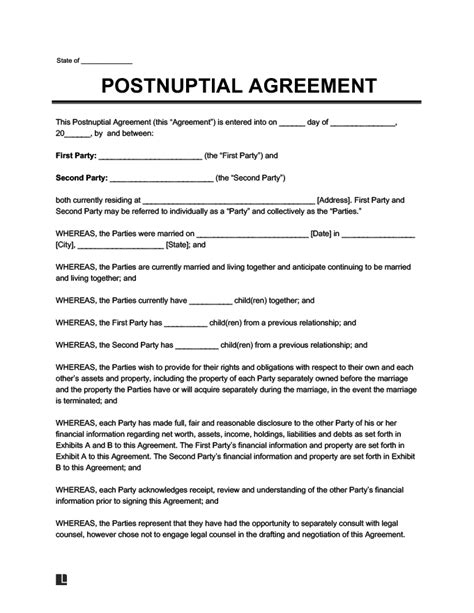Postnuptial Agreement (2022)