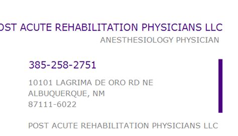 post acute rehabilitation physicians llc