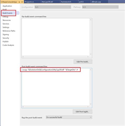Post Build Event Copy Folder C#
