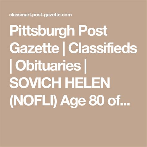 post gazette classified obituaries today