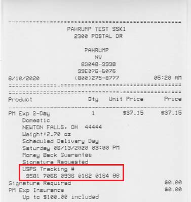 post receipt tracking number