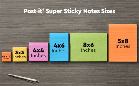 Post-It Notes Sizes