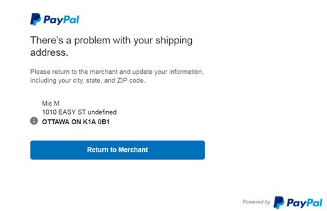 postal code format invalid paypal