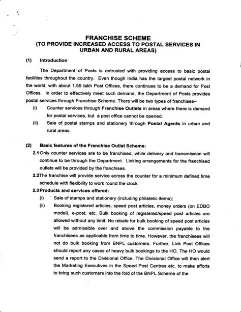 postal franchise scheme