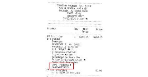 postal receipt tracking number