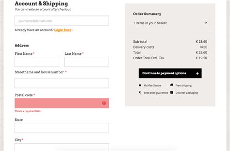 postcode format for paypal