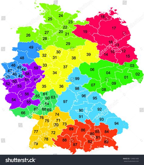2Cijferige postcodekaart Duitsland VectorMap de kaarten