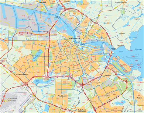 Postcodekaart Amsterdam 99 Kaarten en Atlassen.nl