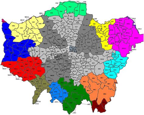 postcodes in london map