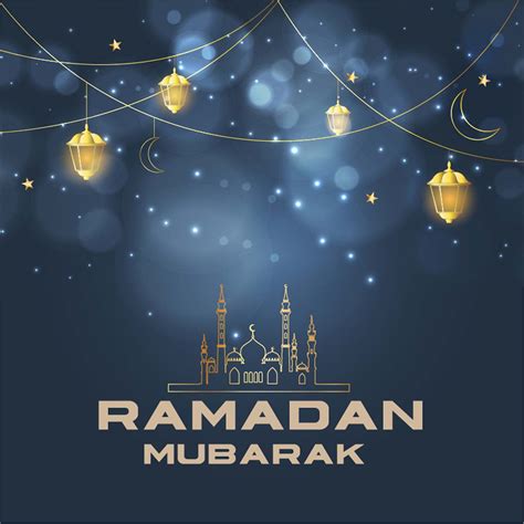 Ramadan Mubarak Gold and Blue Night Poster 954136 Vector Art at Vecteezy