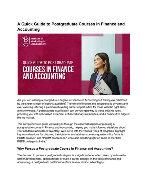 Postgraduate Finance