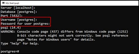 postgres default username and password windows