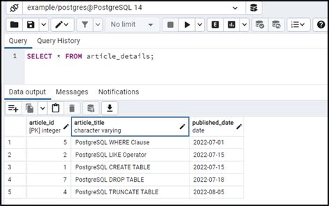 postgresql create table and insert data example