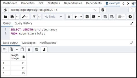 postgresql get len of string