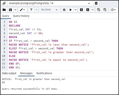 postgresql if example