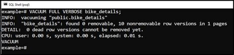 Postgresql Vacuum Full Database Example