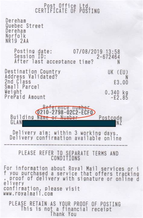 posting tracking number