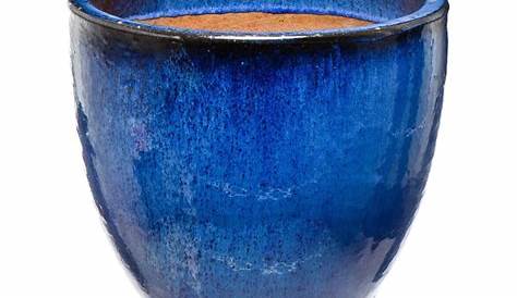 Pot En Terre Cuite Emaillee Bleu Cache émaillée ø47 X H39 Cm