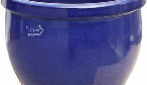 Pot terre cuite émaillée DEROMA Diam.20 x H.21 cm bleu