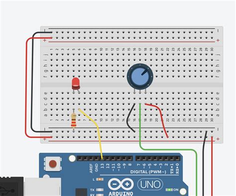 Potentiometer Analog Input With Arduino In Tinkercad