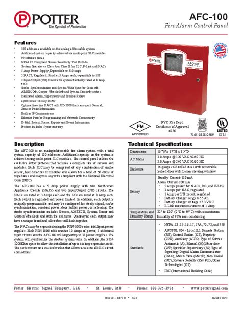 Potter AFC100 Fire Alarm Control Panel Assembly Maverick Industrial