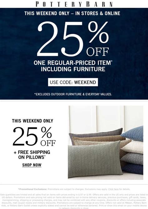 Pottery Barn Coupons Free Shipping BARN