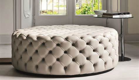 Pouf Dressing Rond Kenedy Tufted Cocktail Ottoman En Tissu,