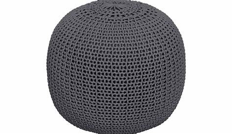 Pouf Tricot Gris Conforama Today 100 Coton ?45xh30 Cm