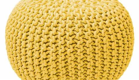 Pouf tricot jaune moutarde Elisa ∅ 40cm