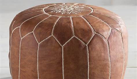 Ikram Design Genuine Leather XL Round Moroccan Pouf