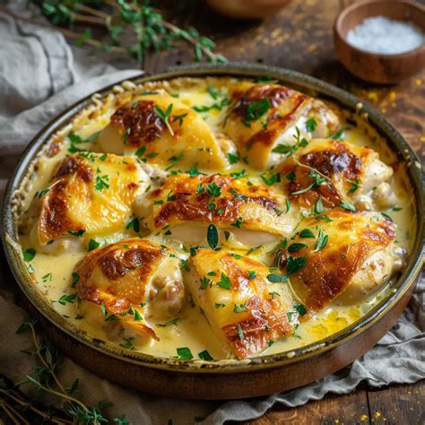 Poulet gratiné au four doré et appétissant