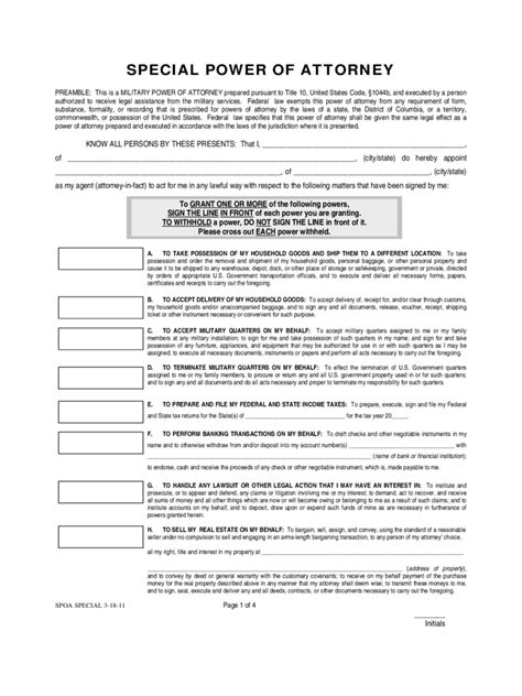 Military Special Power Of Attorney Form Pdf Fill Online, Printable