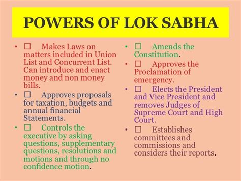 power and function of lok sabha
