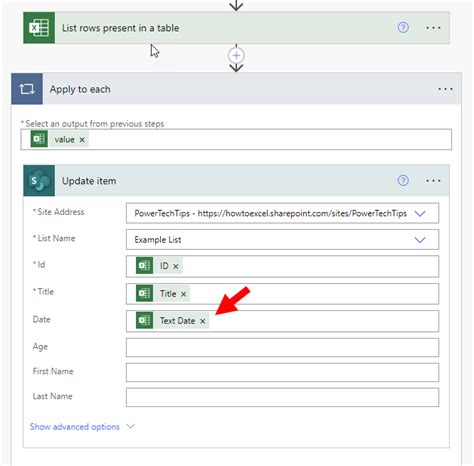 power automate convert excel date to sharepoint list